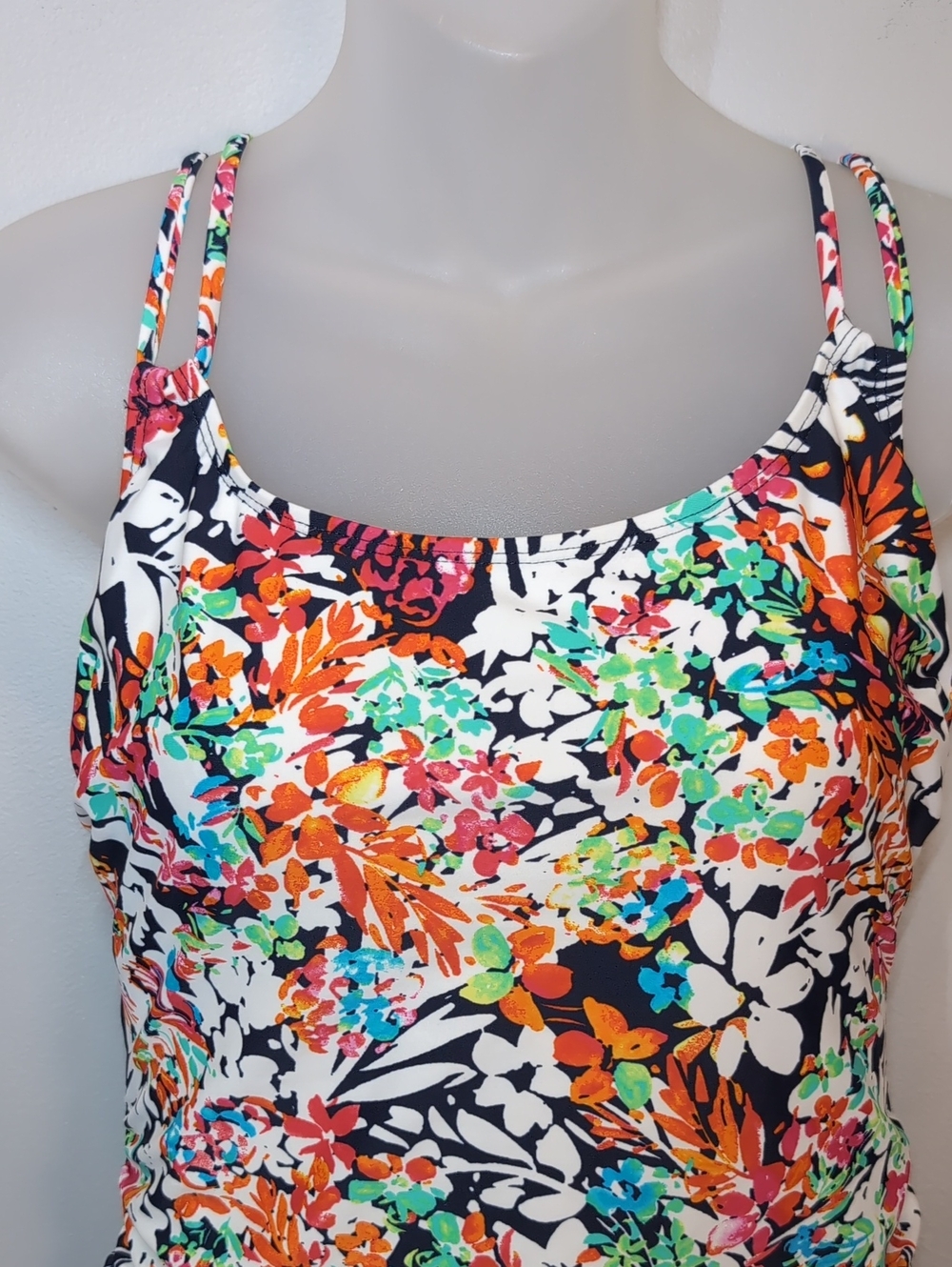 Christina Floral Tankini One Piece Swimsuit  Womens Size 10 D Cup Navy Blue - Picture 2 of 12